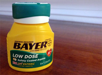 bottle of Bayer Low Dose aspirin