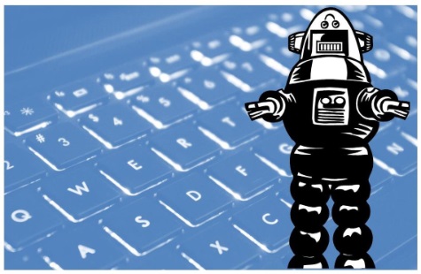 Laptop with cartoon robot