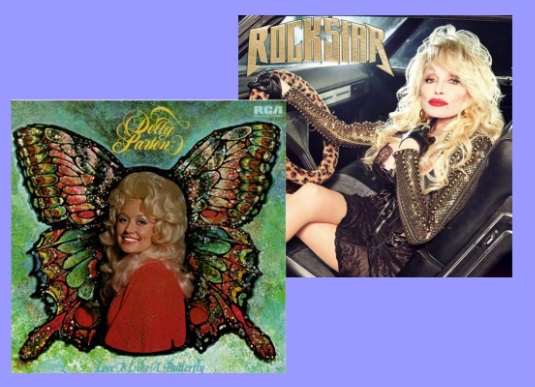 Composition with two Dolly Parton albums on vinyl record