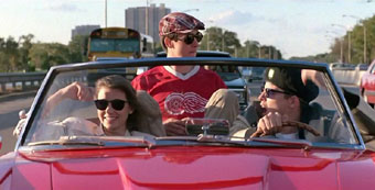 scene from Ferris Bueller in red Ferrari