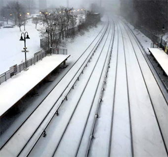 Snow scene in NY city January 23, 2016