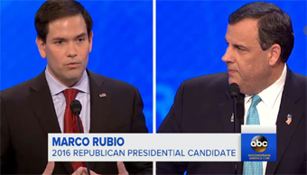 Marco Rubio and Chris Christie at Republican Debate February 7, 2016