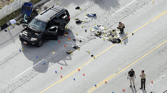 Aerial view of SUV in San Bernandina attack
