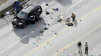 Aerial view of SUV in San Bernandino