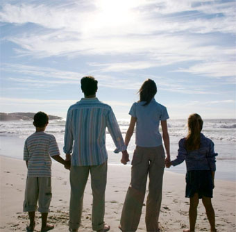 family on the beach