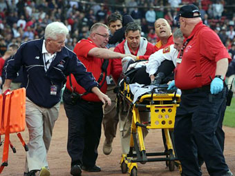 Injured from broken bat