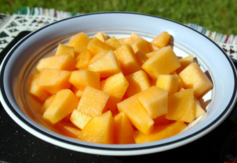 cut cantaloupe