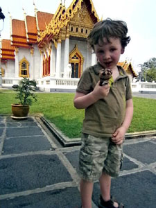 Lucas eating an ice cream cone