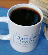 black coffee in Thursday Review mug