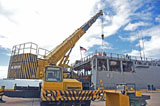 Crane unloading in Saipan