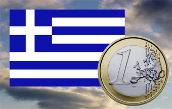 Greek flag & Euro coin