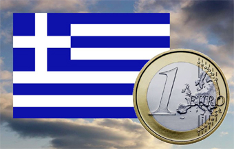 Greek Flag & Euro coin