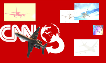 montage of CNN and missing jetliner