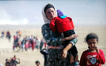 Iraqi mom with child