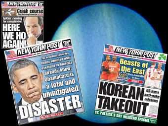 montage of news sources overlaying Uranus