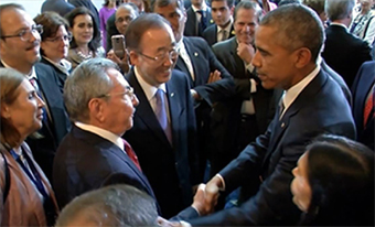 Obama meets Raul Castro