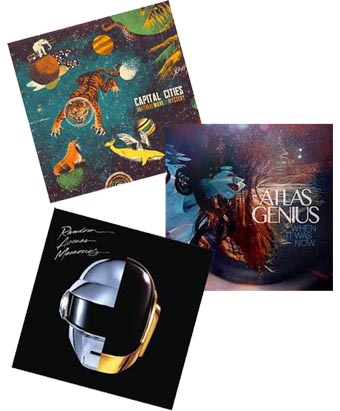 Album covers of Atlas Genuis; Daft Punk; Capital Cities