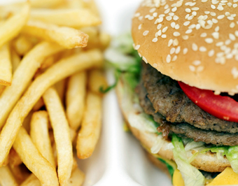 School lunch, hamburger & Fries