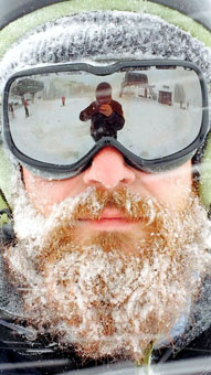 Man wearing snow goggles