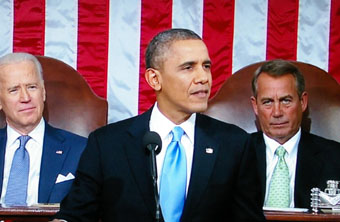 Obama speaking at the State of the Union Address 1-28-2014