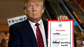 Donald Trump signs GOP pledge
